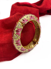 Royal Look Fine Meenakari Lotus Design Kada Bracelet For Women By Gehna Shop(One Piece) Bracelets